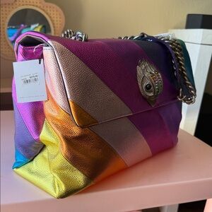 Xxxl Kurt Geiger Multicolor Rainbow Leather Shoulder Bag